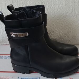 Ecco Black Leather Combat Boots